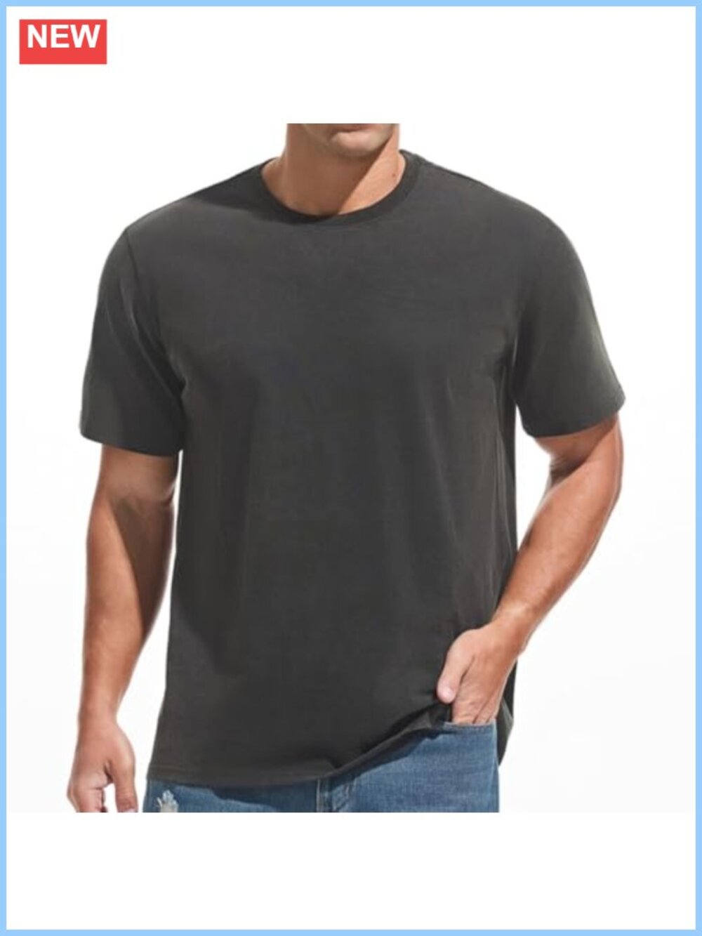 Men's Heavyweight Crew Neck 100% Cotton T-Shirt - Distressed Washed Casual Tee